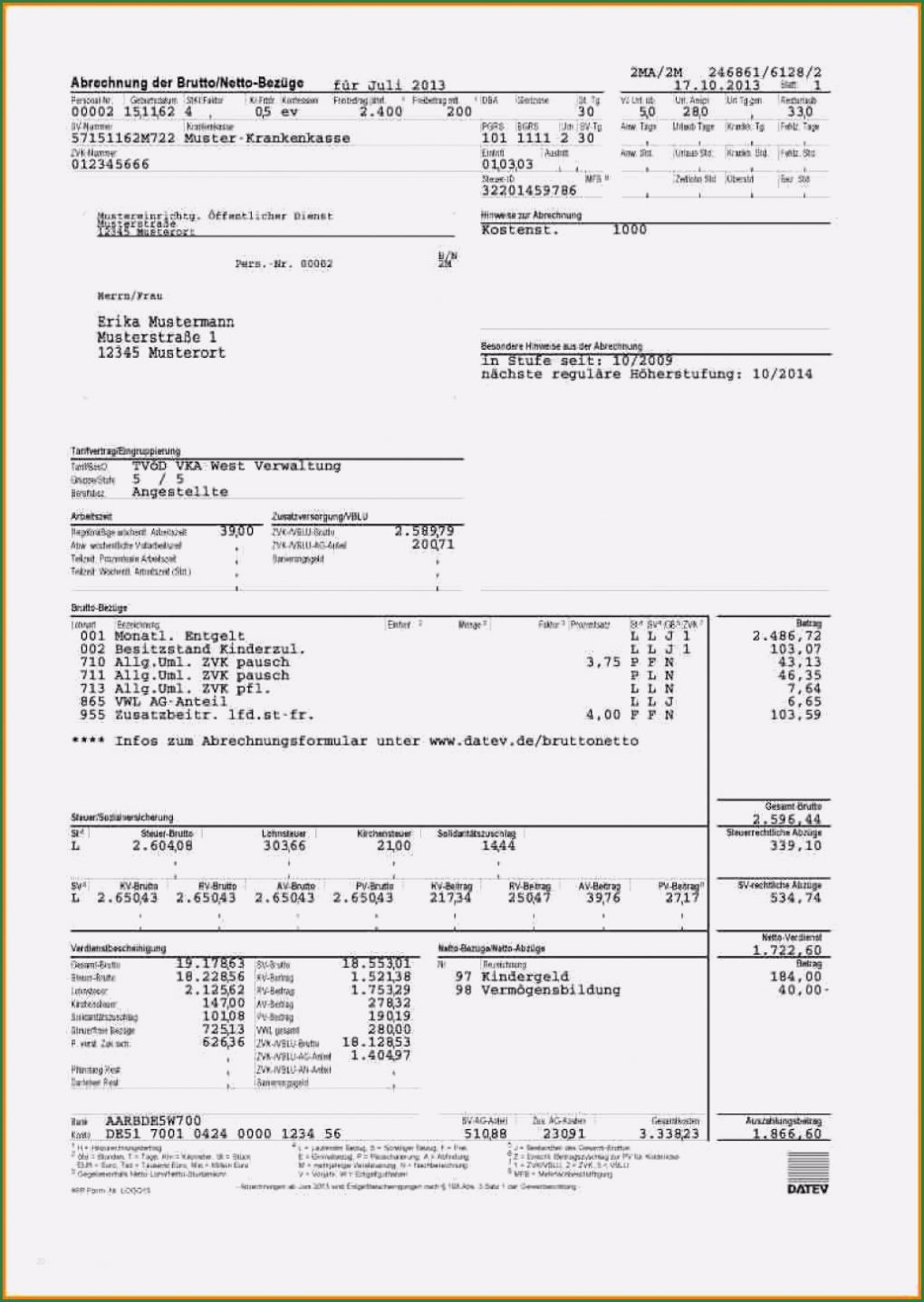 Lohnzettel Vorlage Pdf Wunderbar 13 Muster Gehaltsabrechnung