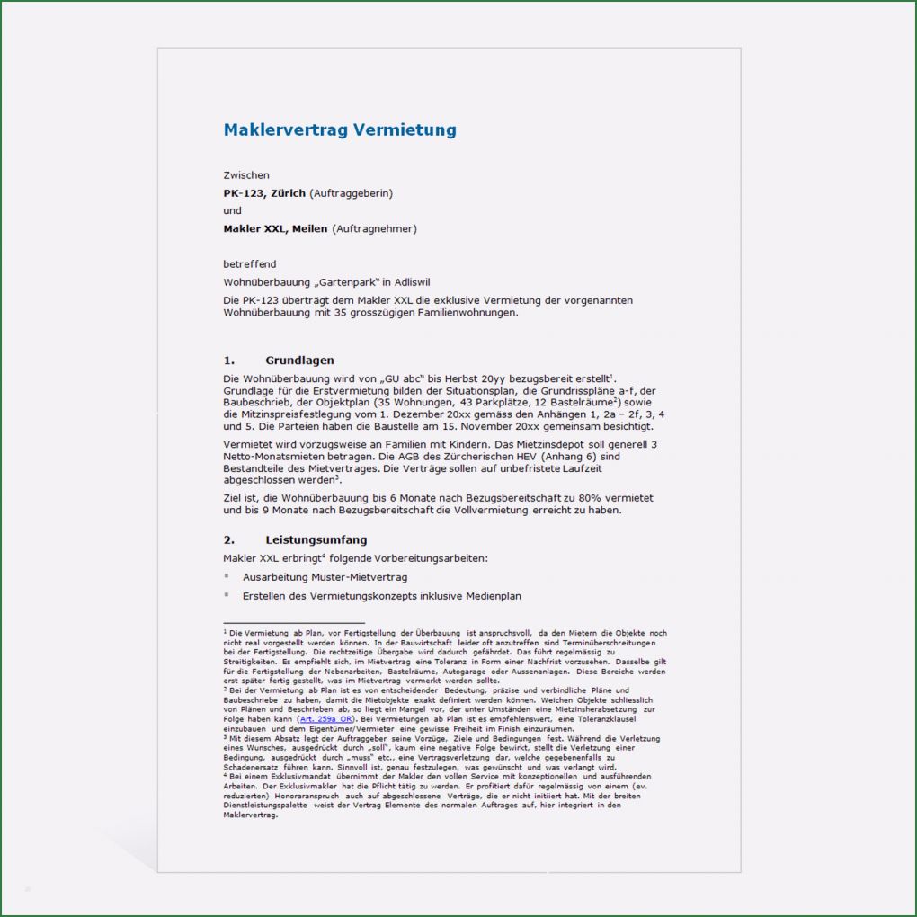 Maklervertrag Vermietung Vorlage Elegant Muster Maklervertrag Vermietung Weka