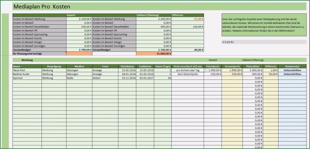 Mediaplan Erstellen Vorlage Einzigartig Genial Einfache Mediaplan Pro Unter Excel Me Nplanung