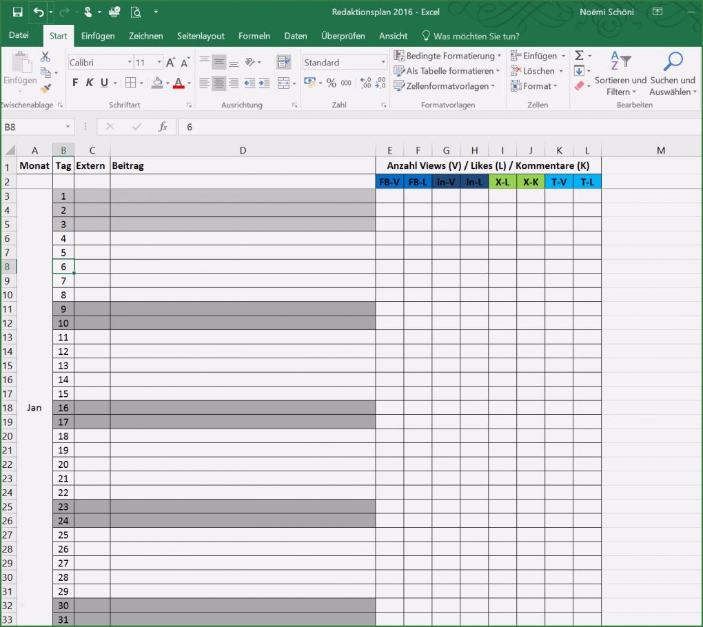 Mediaplan Erstellen Vorlage Erstaunlich Redaktionsplan Excel Vorlage Für Erfolgreiches Content