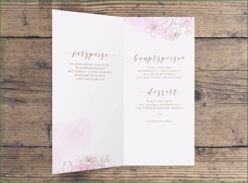 Menükarte Klappkarte Vorlage Angenehm "cherry Blossom" Menü Klappkarte Marry Paper