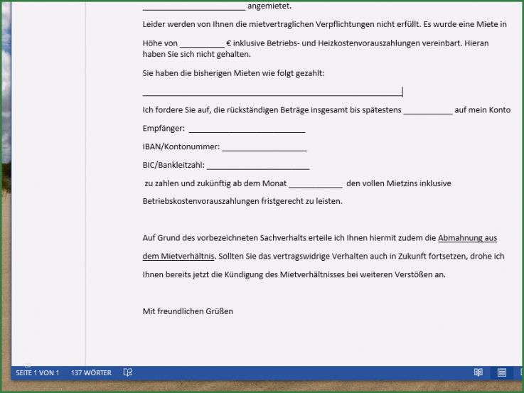 Mieter Abmahnung Vorlage Bewundernswert Mieter Abmahnung Bei Zahlungsverzug Vorlage Für Word