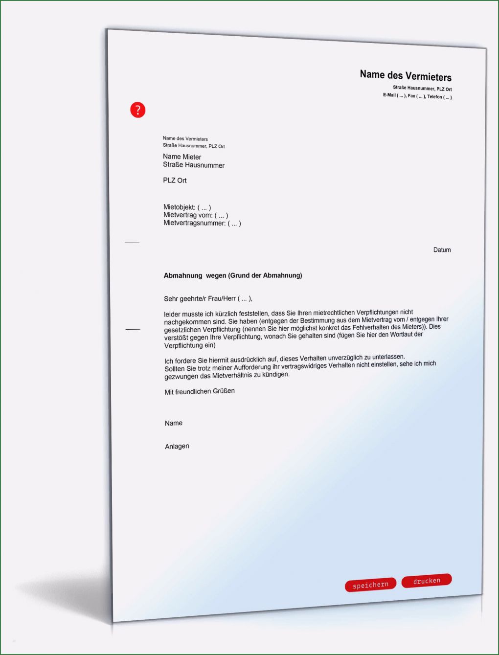 Mieter Abmahnung Vorlage Genial Abmahnung Eines Mieters
