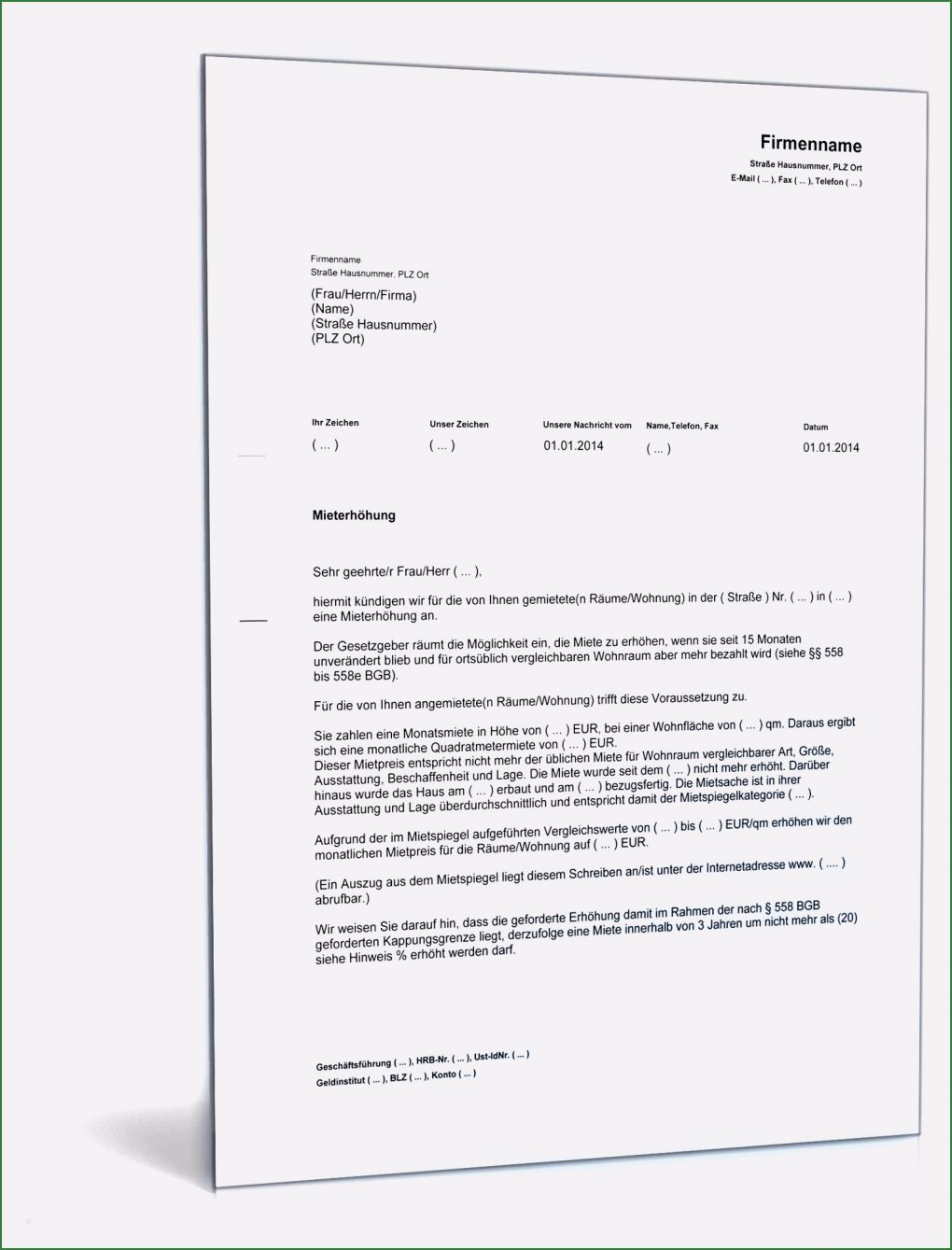 Mieterhöhungsschreiben Vorlage Einzigartig 6 Anschreiben Mieterhohung Vorlagen123 Vorlagen123
