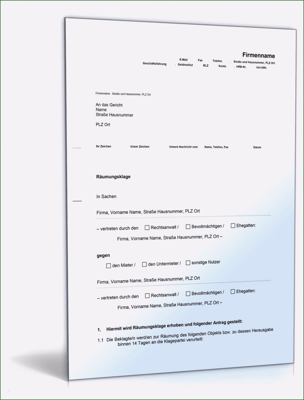 Mietvertrag österreich Vorlage Süß Räumungsklage Mieter