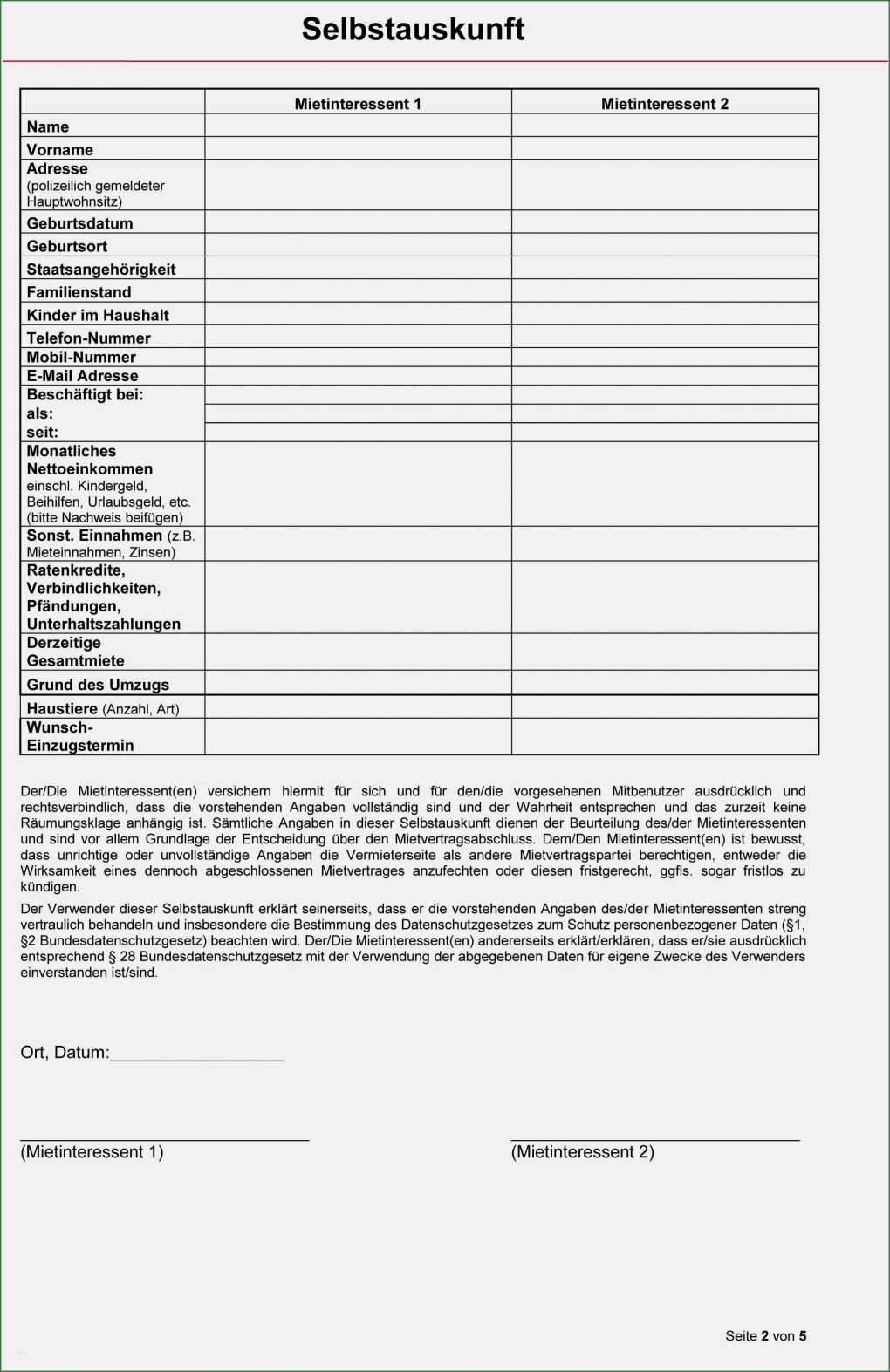 Mietvertrag Vorlage Einfach Best Of Selbstauskunft Mieter Vorlage Wunderbar