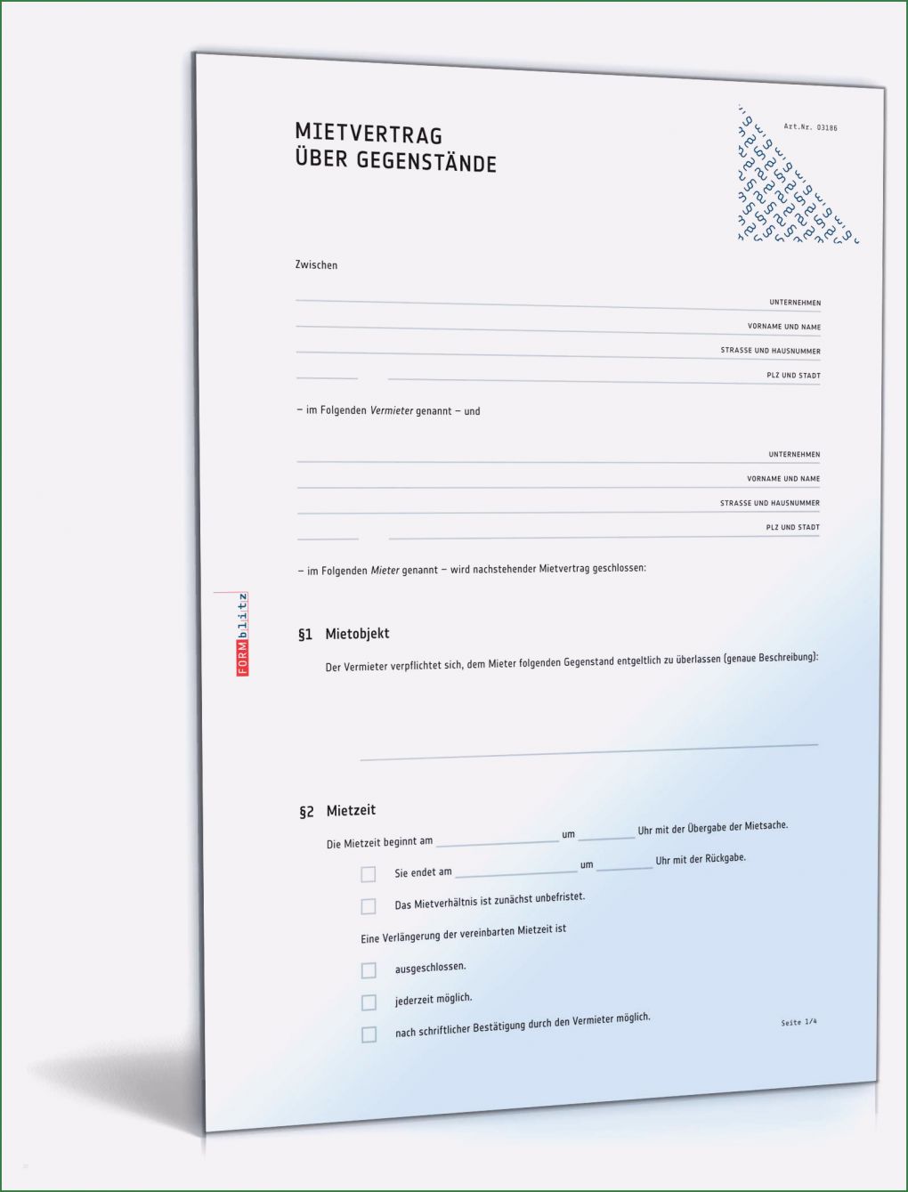 Mietvertrag Vorlage Einfach Neu Mietvertrag über Gegenstände