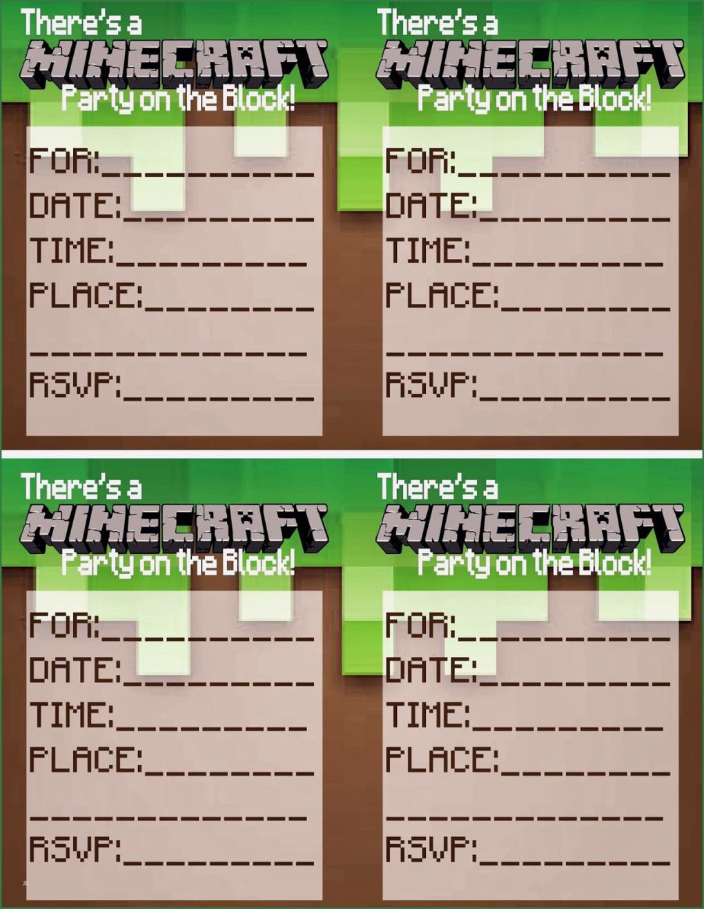 Minecraft Einladungskarten Vorlage Hübsch Up Cycled &amp; Printable Treasures Minecraft Party