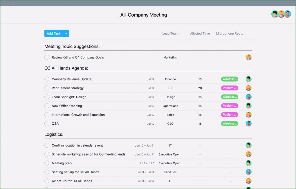 Mitarbeiter Meeting Vorlage Neu Staff & All Hands Meeting Agenda Template · asana