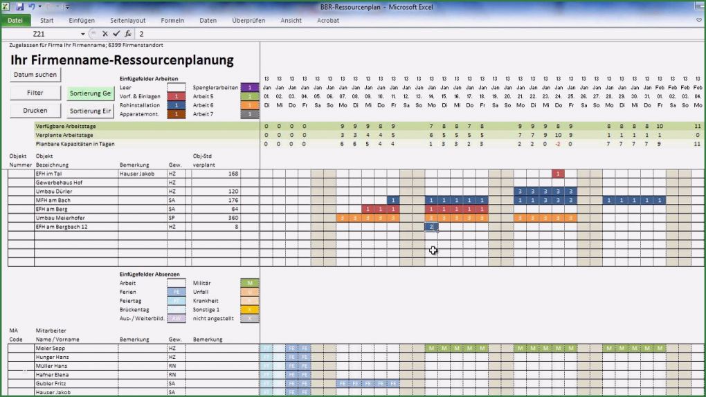 Mitarbeiter Ressourcenplanung Excel Vorlage Neu Bbr Ressourcenplanung
