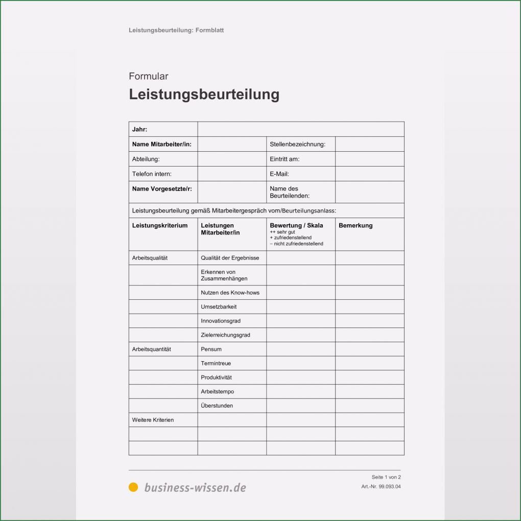 Mitarbeitergespräch Vorbereiten Vorlage Wunderbar formular Zur Dokumentation Der Leistungsbeurteilung Beim