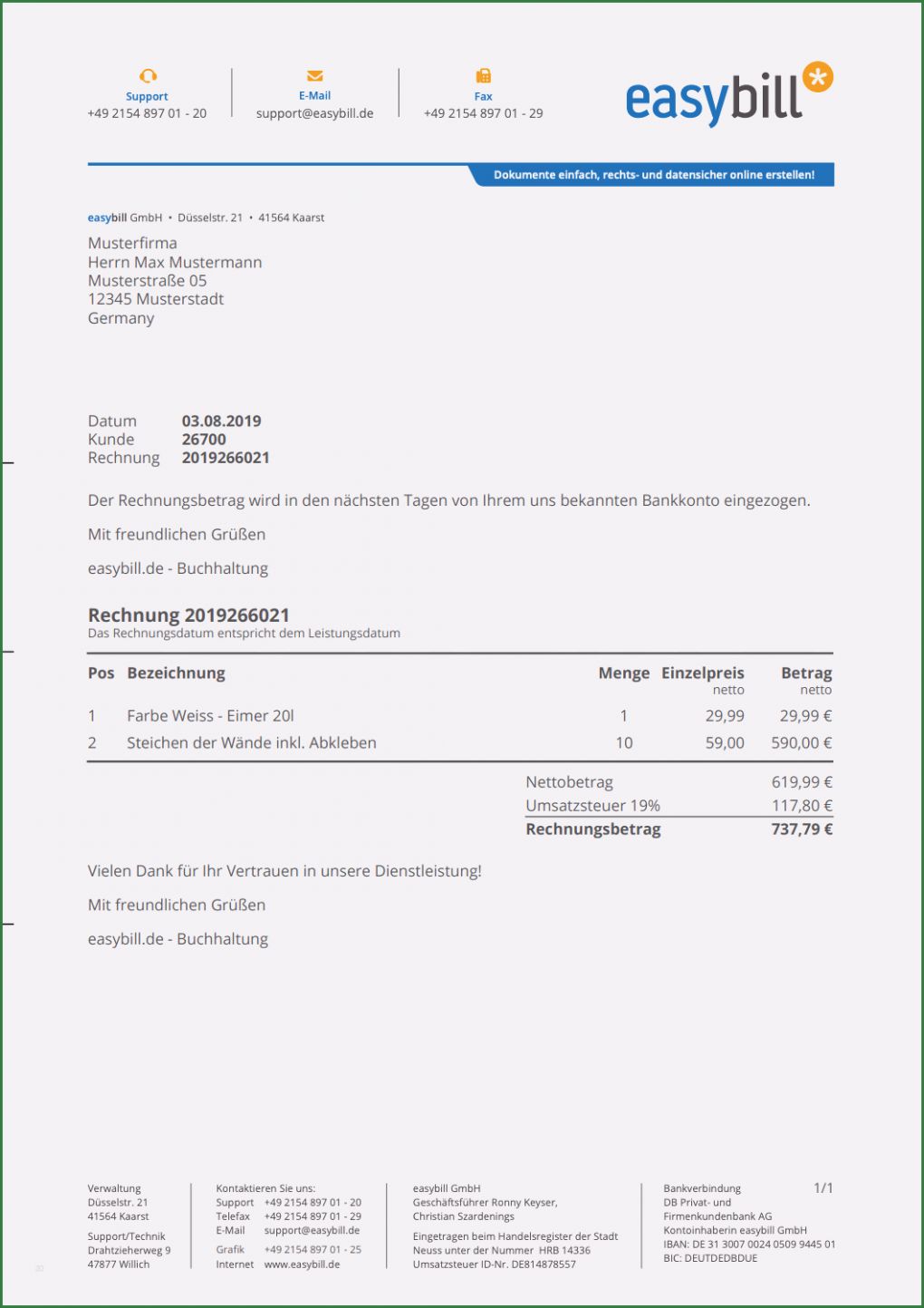 Musterrechnung Kleinunternehmer Word Vorlage Erstaunlich Rechnungsvorlage Kostenlos Für Word Und Excel En