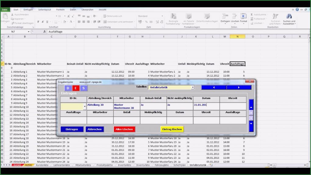 Namensschilder Excel Vorlage Schönste Datenbanken In Excel Aus Flexibler Eingabemaske Erstellen
