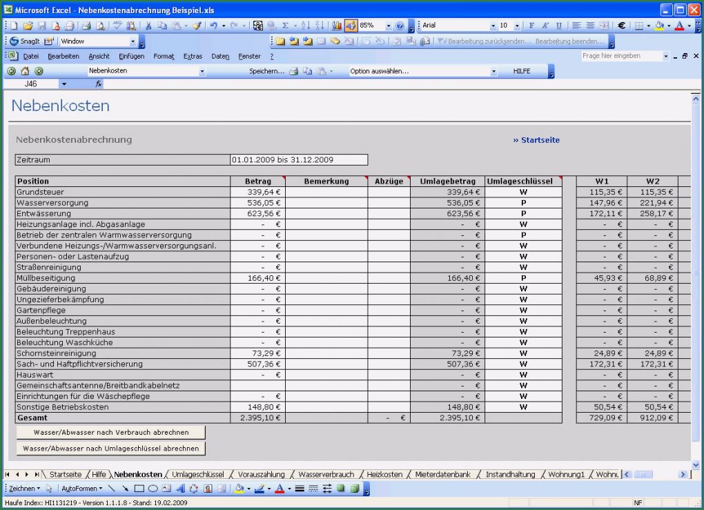 Nebenkostenabrechnung Mieter Vorlage Hübsch Nebenkostenabrechnung Muster Kostenlos Excel 2010 – Leute