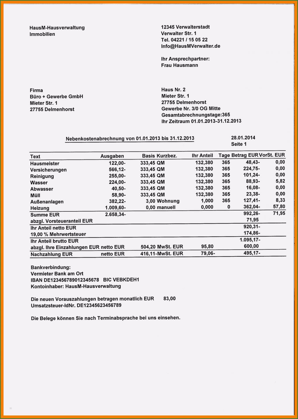 Nebenkostenabrechnung Mieter Vorlage Neu 15 Betriebskostenabrechnung Vorlage Kostenlos