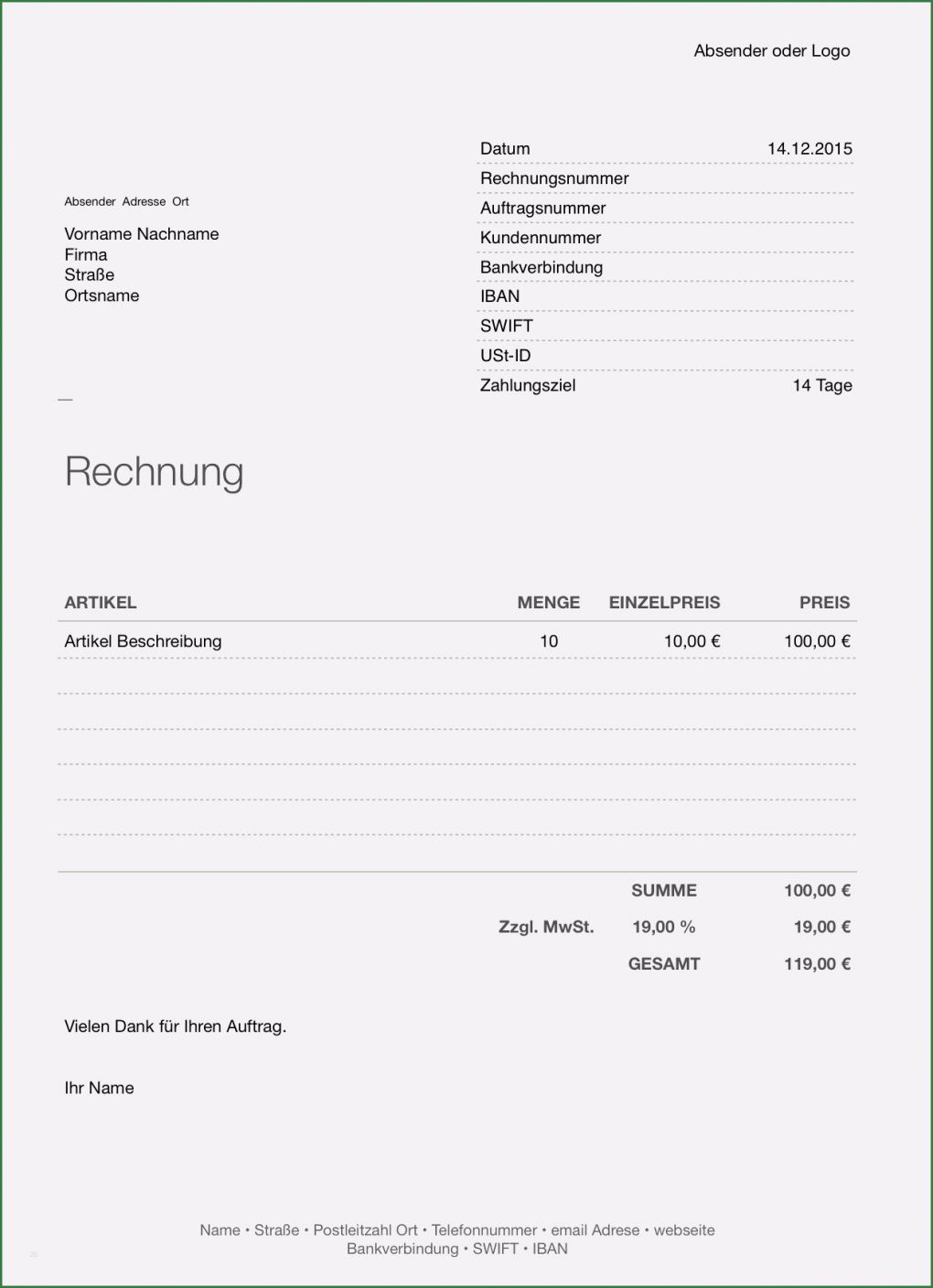 Numbers Vorlage Rechnung Kostenlos Schönste Numbers Vorlage Rechnung