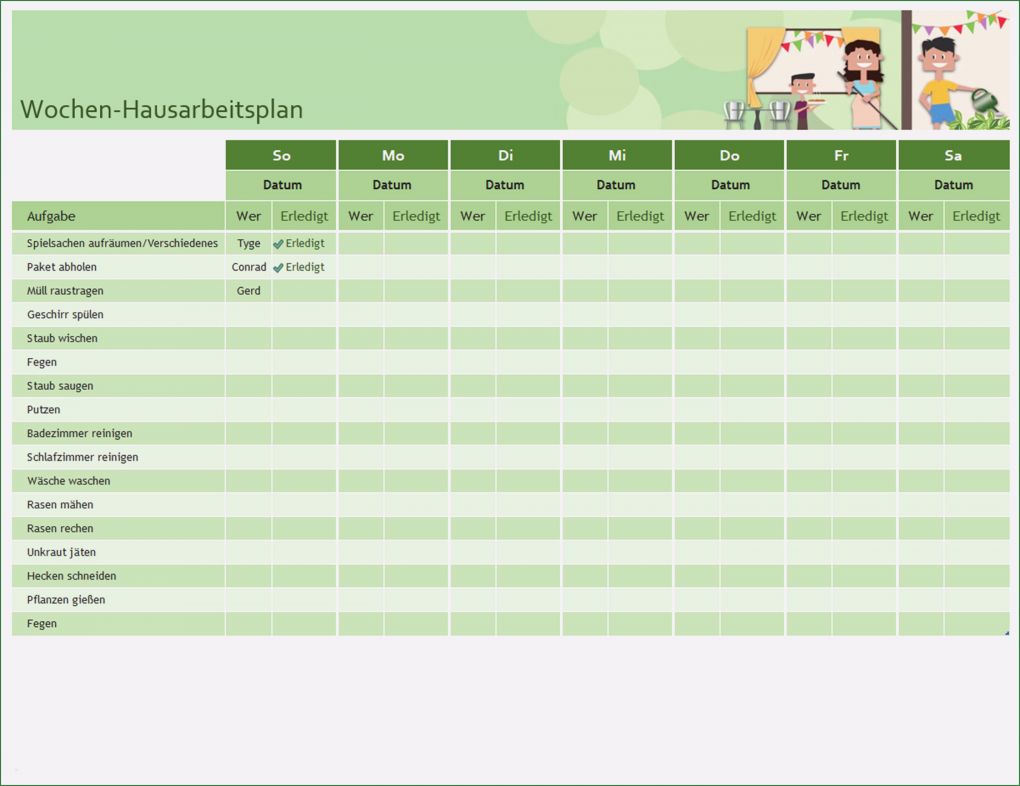 Onenote Aufgabenliste Vorlage Genial Wochen Hausarbeitsplan