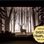 Paper Cut Light Box Vorlage Best Of Template Deer In the Woods Paper Cut File Silhouette