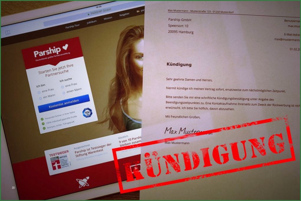Parship Kündigen Vorlage Einzigartig Parship Kündigen Kostenlose Muster Vorlage Pdf Word