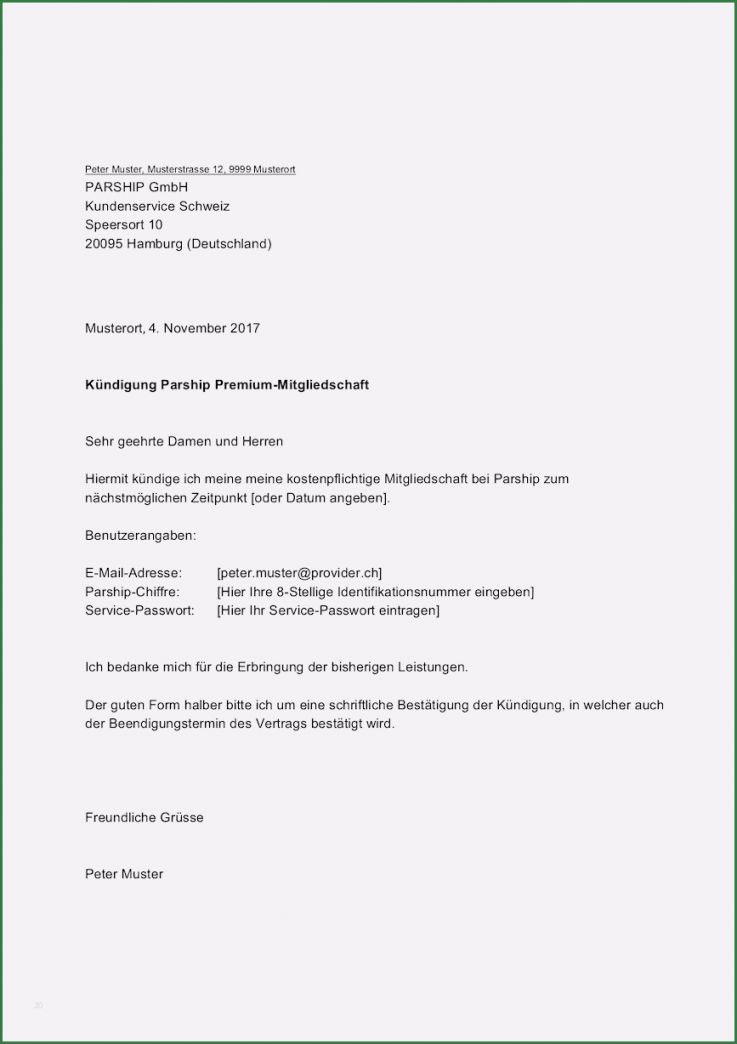 Parship Kündigen Vorlage Gut Parship Kündigen Vorlage Schweiz