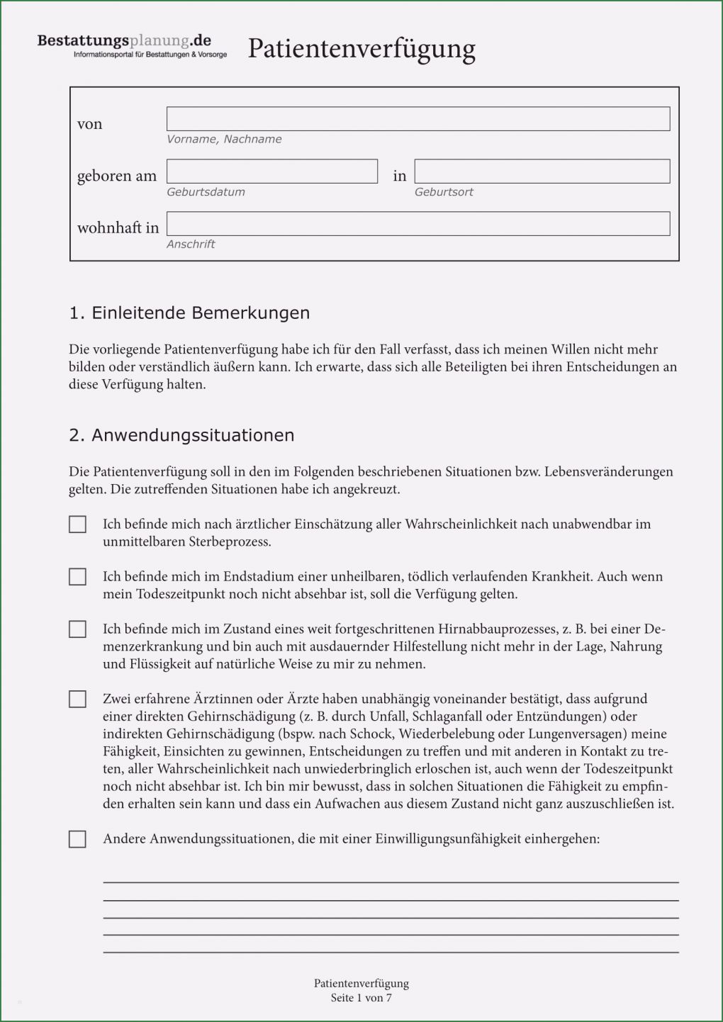 Patientenverfügung Vorlage Zum Ausfüllen Inspiration Patientenverfügung