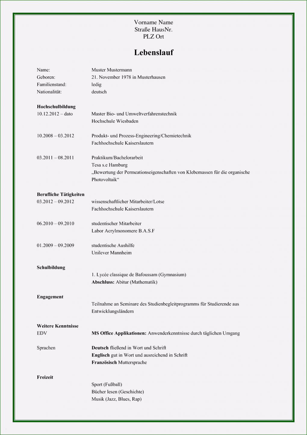 Pdf Lebenslauf Vorlage Bewundernswert 11 Muster Lebenslauf Pdf Vorlagen123 Vorlagen123