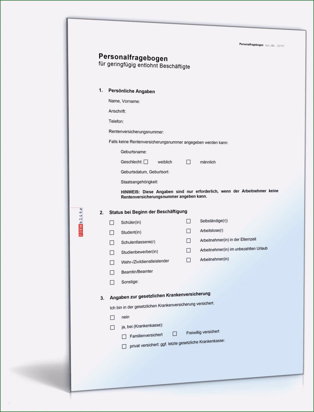 Personalfragebogen Pdf Vorlage Best Of Personalfragebogen Minijob
