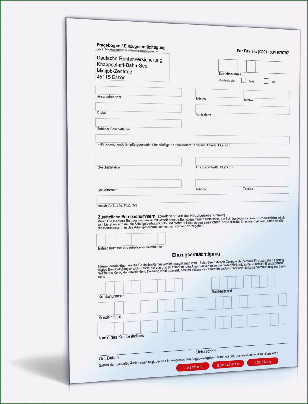 Personalfragebogen Pdf Vorlage Elegant Einzugsermächtigung Der Knappschaft Bahn See