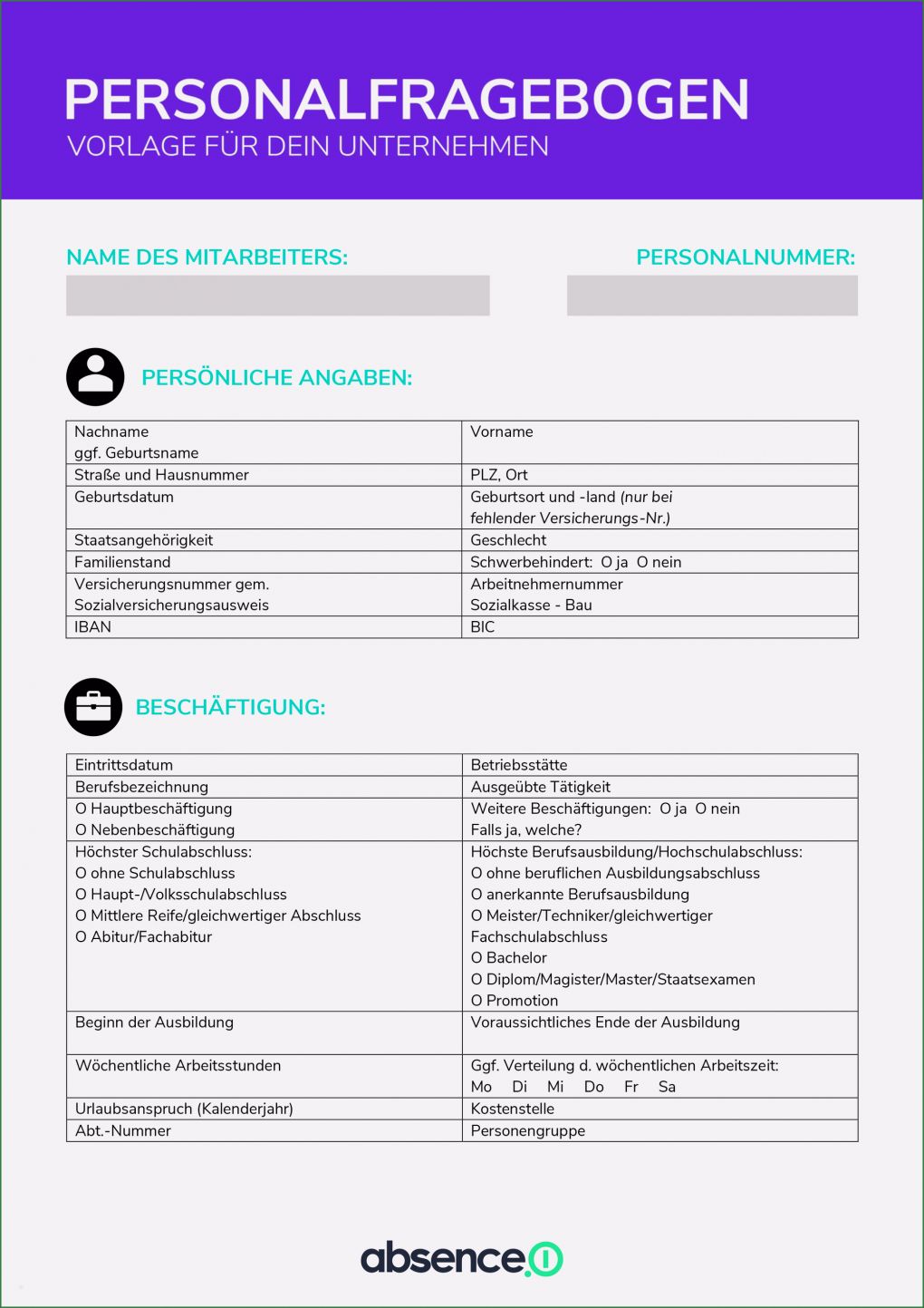 Personalfragebogen Pdf Vorlage Neu Eine Kostenlose Personalfragebogen Vorlage Für Dein