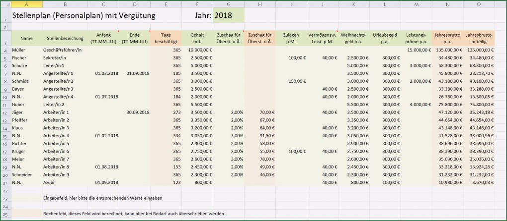Personalkostenplanung Excel Vorlage Kostenlos Einzigartig Excelvorlage Für Personalkostenplanung 2020