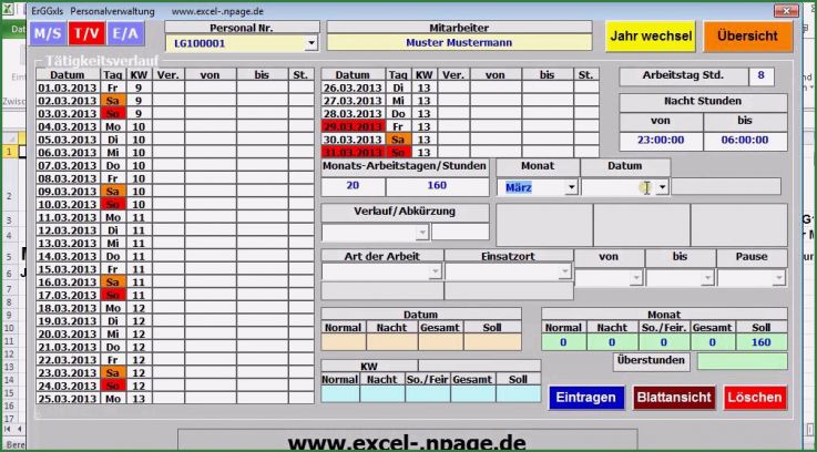 Personalverwaltung Excel Vorlage Elegant Personalverwaltung Mit Excel Zeit Erfassen Berechnen