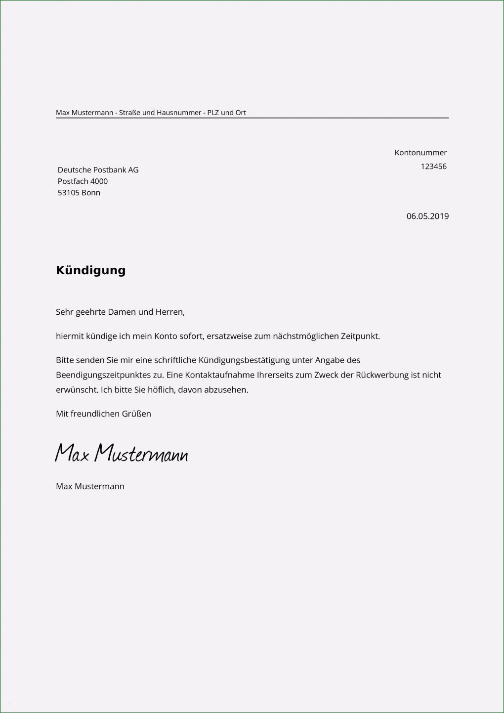 Postbank Sparcard Kündigen Vorlage Süß Postbank Kündigen Muster Vorlage Zur Kündigung