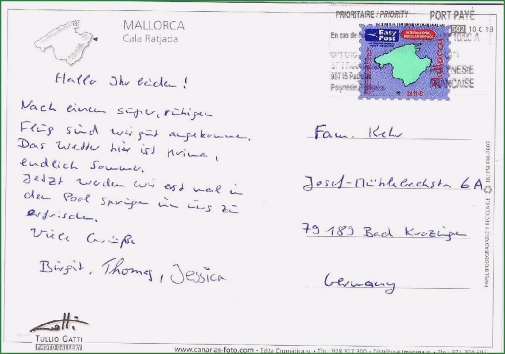 Postkarte Schreiben Vorlage Französisch Bewundernswert Urlaubsgruesse Schreiben Muster