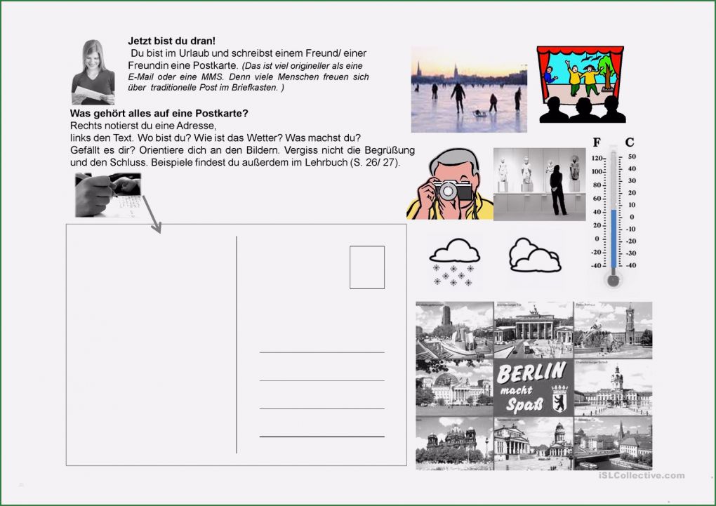 Postkarte Schreiben Vorlage Französisch Hübsch Postkarten Schreiben Arbeitsblatt Free Esl Projectable