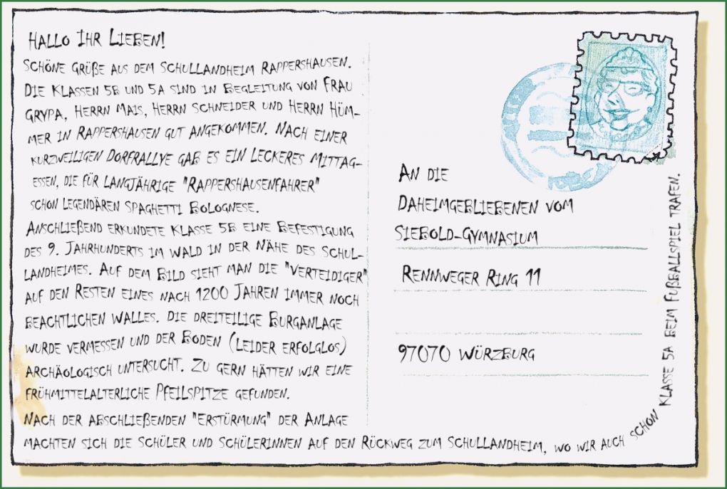 Postkarte Schreiben Vorlage Französisch Schönste Grüße Aus Rappershausen
