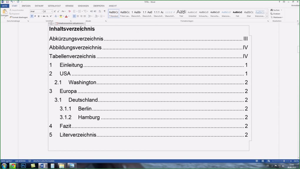 Powerpoint Inhaltsverzeichnis Vorlage Luxus Word Automatisches Inhaltsverzeichnis Und Seitenzahlen