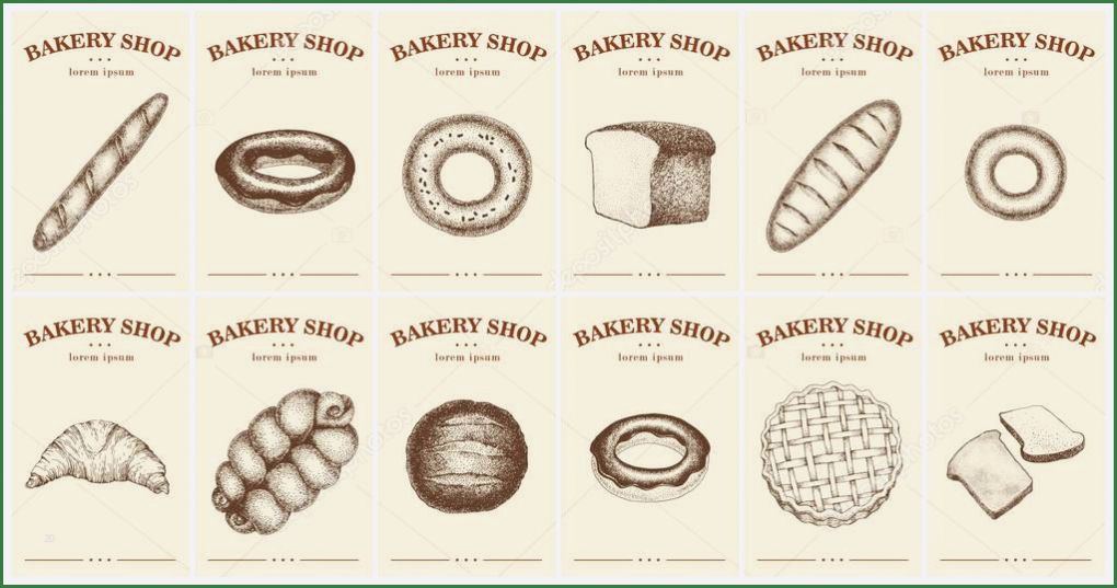 Preisschilder Vorlagen Bäckerei Luxus Etiketten Mit Brot Und Gebäck Eingestellten Vorlagen