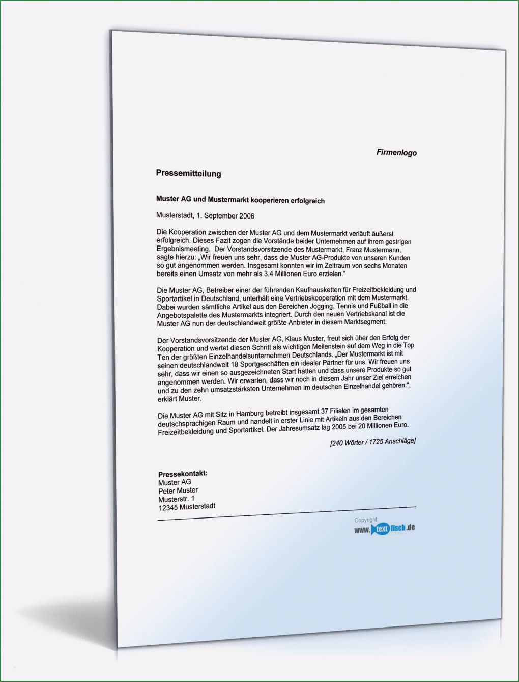 Pressemitteilung Vorlage Word Beste Pressemitteilung Ergebnisse Kooperation