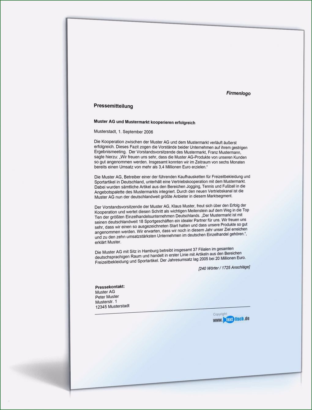 Pressemitteilung Vorlage Word Inspiration Pressemitteilung über Ergebnisse Einer Kooperation