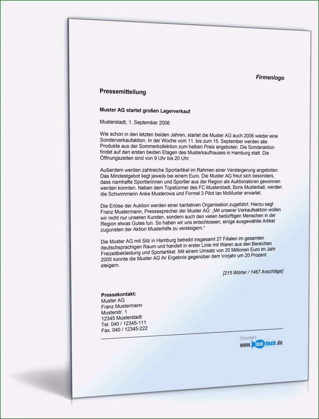 Pressemitteilung Vorlage Word Wunderbar Pressemitteilung Ankündigung Einer Verkaufsveranstaltung