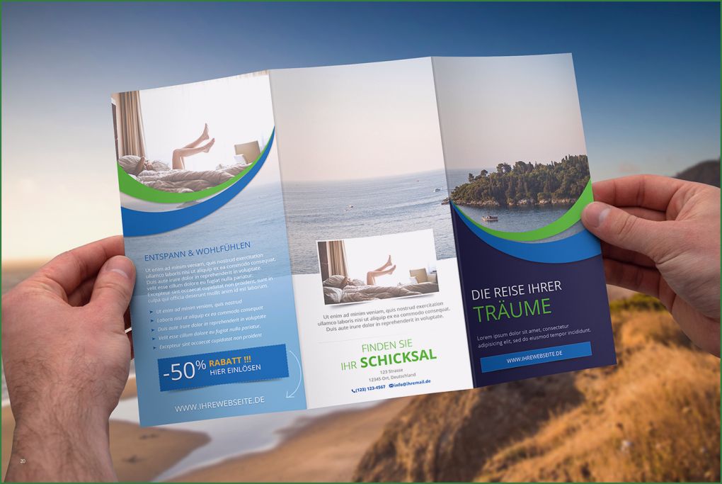 Produkt Flyer Vorlage Erstaunlich Din Lang Flyer Vorlage „reisewerbung“ – Grafikshopper