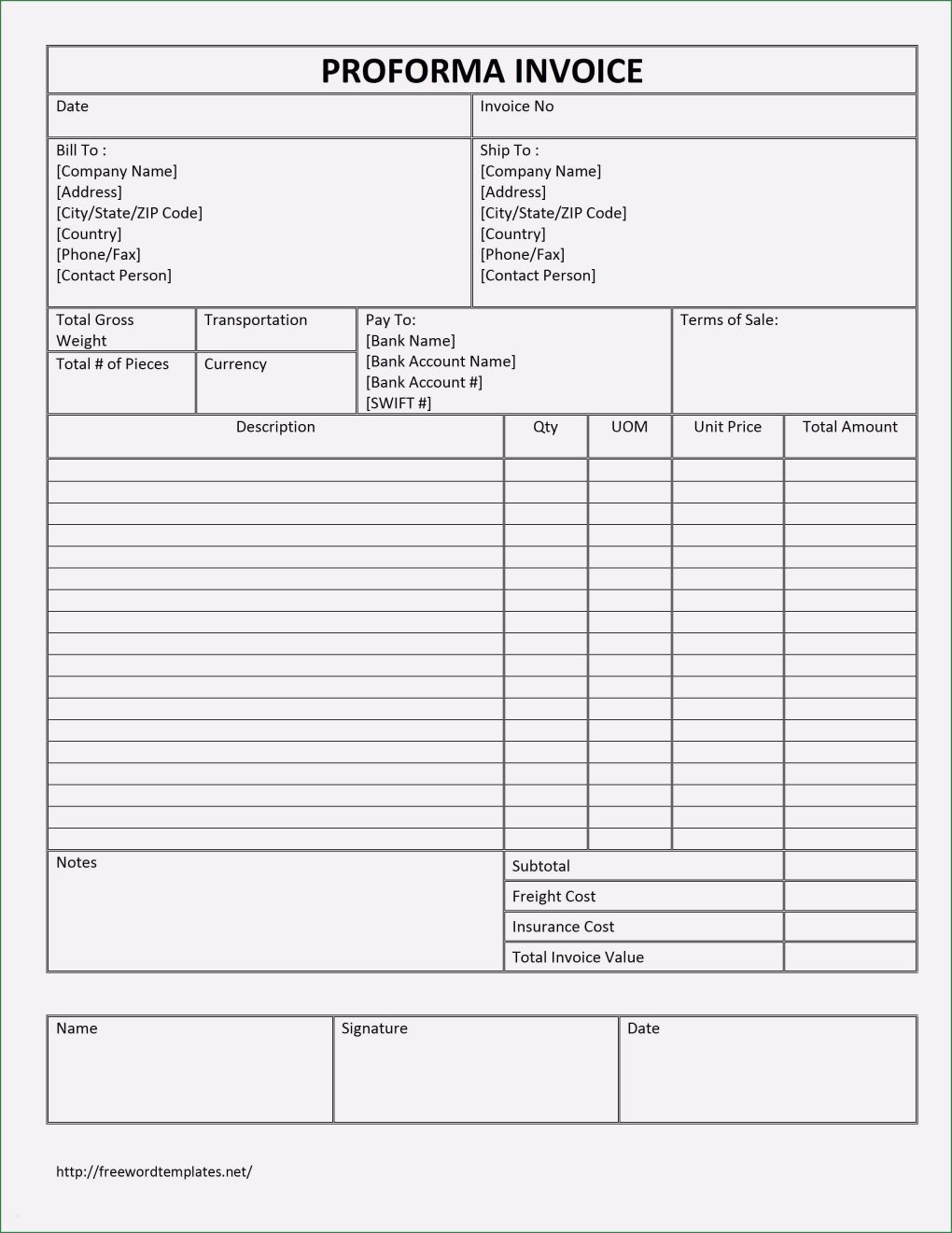 Proforma Invoice Vorlage Cool Proforma Invoice Template Free Download Free Proforma