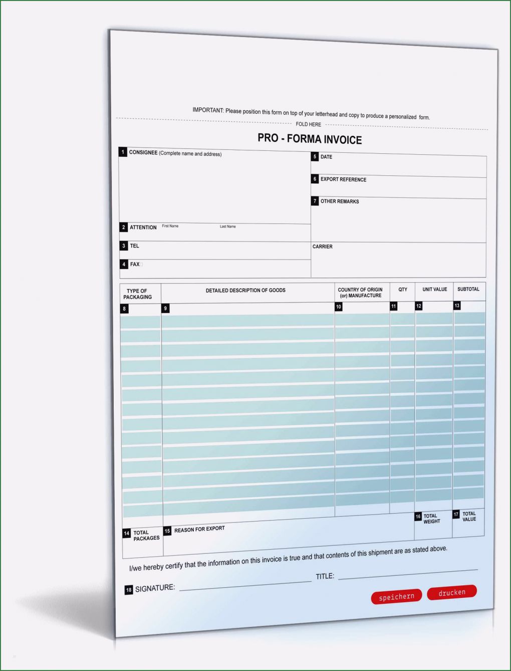 Proforma Invoice Vorlage Einzigartig Pro forma Rechnung Pro forma Invoice • De formular Download