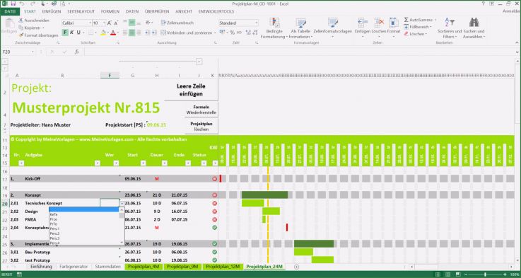 Projektablaufplan Vorlage Excel Gut Projektplan Excel
