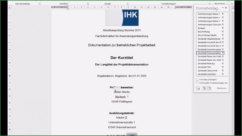 Projektdokumentation Fachinformatiker Systemintegration Vorlage Beste Word Vorlage Für Projektdokumentation Der It Berufe