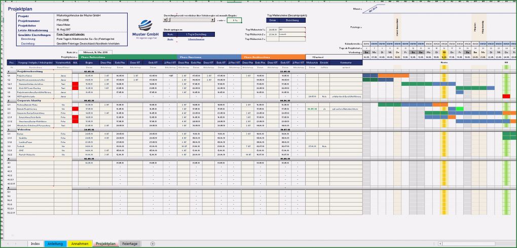 Projektmanagement Excel Vorlage Kostenlos Cool Excel Projektmanagement Paket with Projektstrukturplan