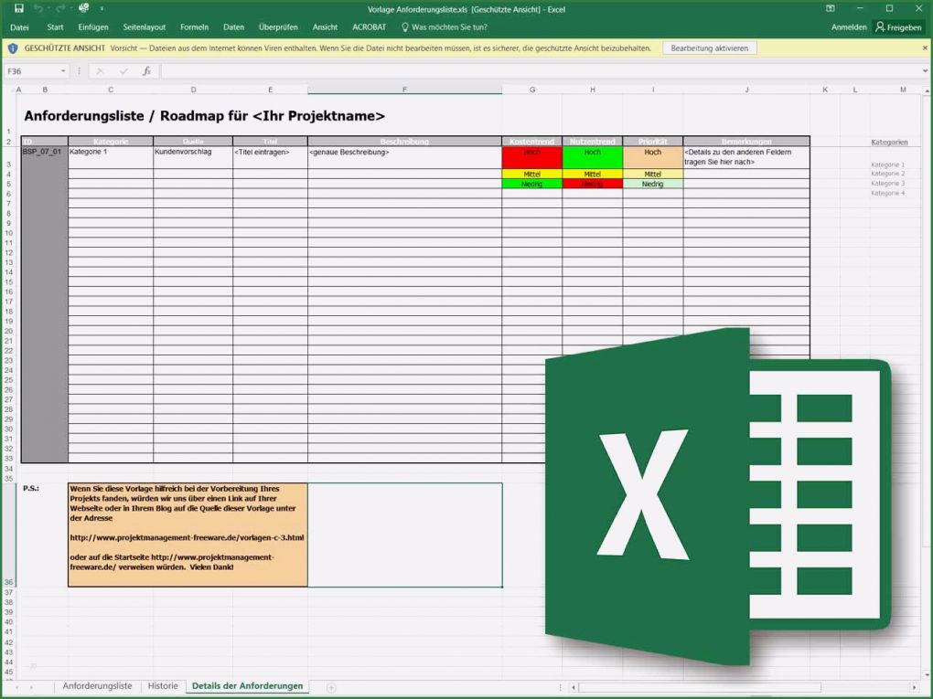 Projektmanagement Excel Vorlage Kostenlos Schön Anforderungsliste Im Projektmanagement Als Excel Vorlage