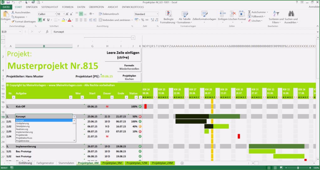 Projektmanagement Excel Vorlage Kostenlos Wunderbar Projektplan Excel