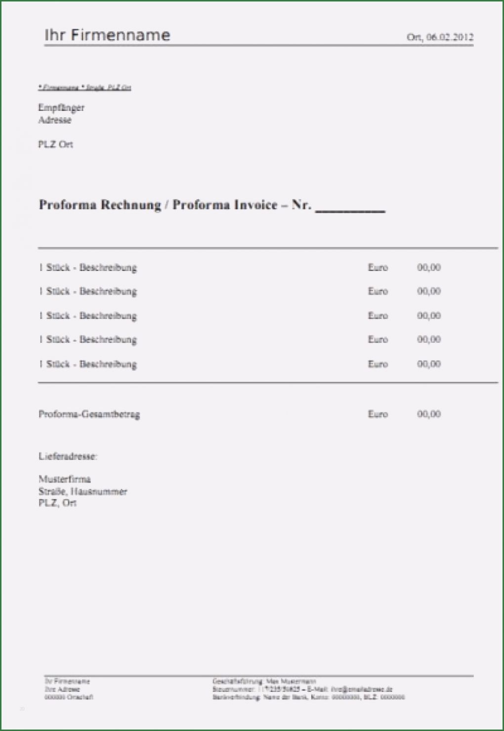 Rechnung Usa Vorlage Wunderbar 21 Proforma Rechnung Muster Kostenlos