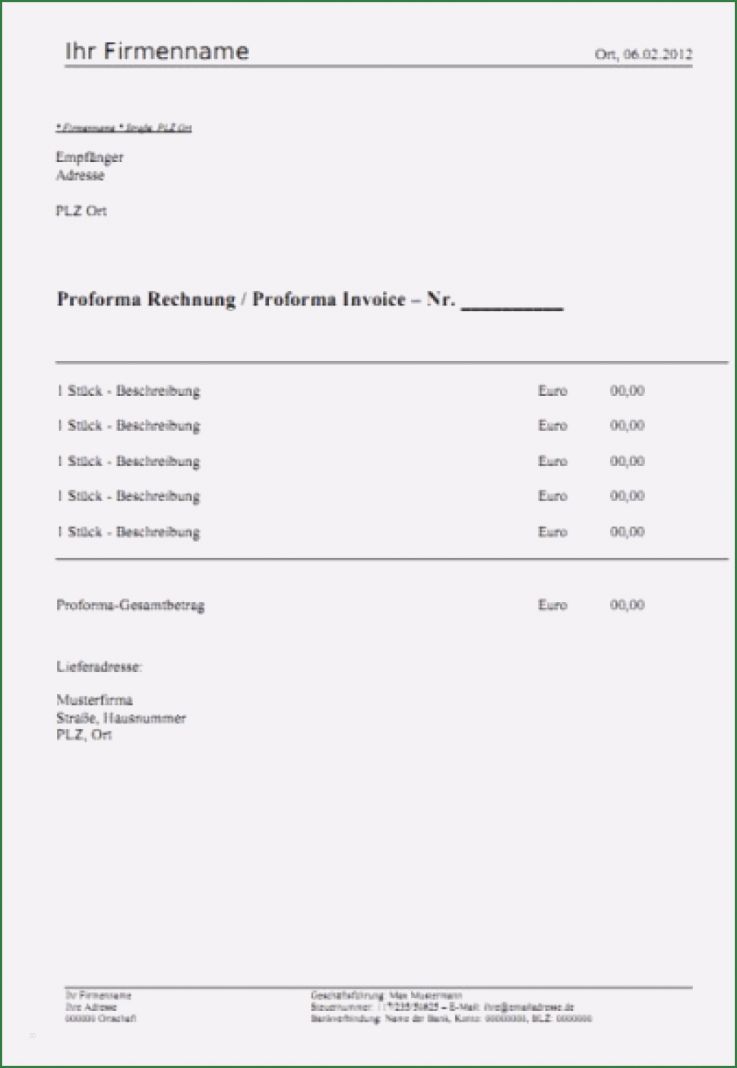 Rechnung Usa Vorlage Wunderbar 21 Proforma Rechnung Muster Kostenlos